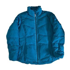 Lands End Womens down filled green winter puffer coat